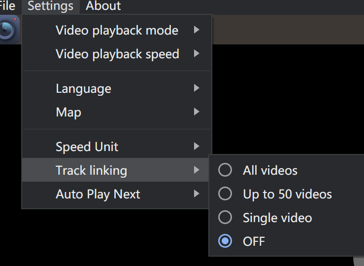 Track Linking OFF setting screenshot